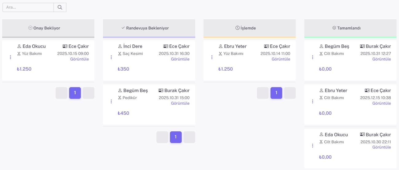 Randevu Sistemi İş Akışı Sayfası